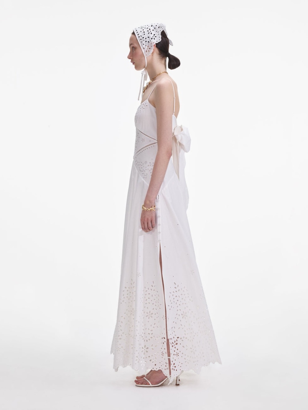 Self-Portrait White Eyelet Cotton Maxi Dress - Picture 3 of 7